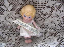 6'' REPRO BISQUE LTD EDITION 20 ANNIVERSARY DTCY DOLL, RIBBON